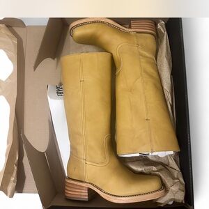 Frye Mustard Leather Knee-High Boots